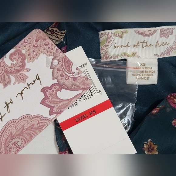 Band Of The Free Run The World Pine Paisley Empire Waist Midi Dress Size XS - Picture 11 of 13